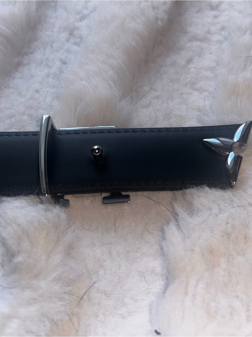 Black Designer-Inspired Silver Initial Buckle Belt | Unisex - Picture 5 of 5